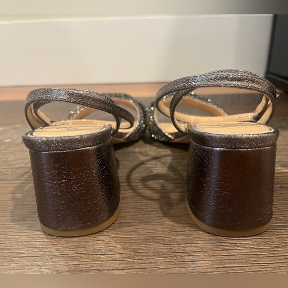 Jewel Badgley Mischka Ansley Metallic Mesh Block Heel; Size 8.5 - Picture 5 of 9